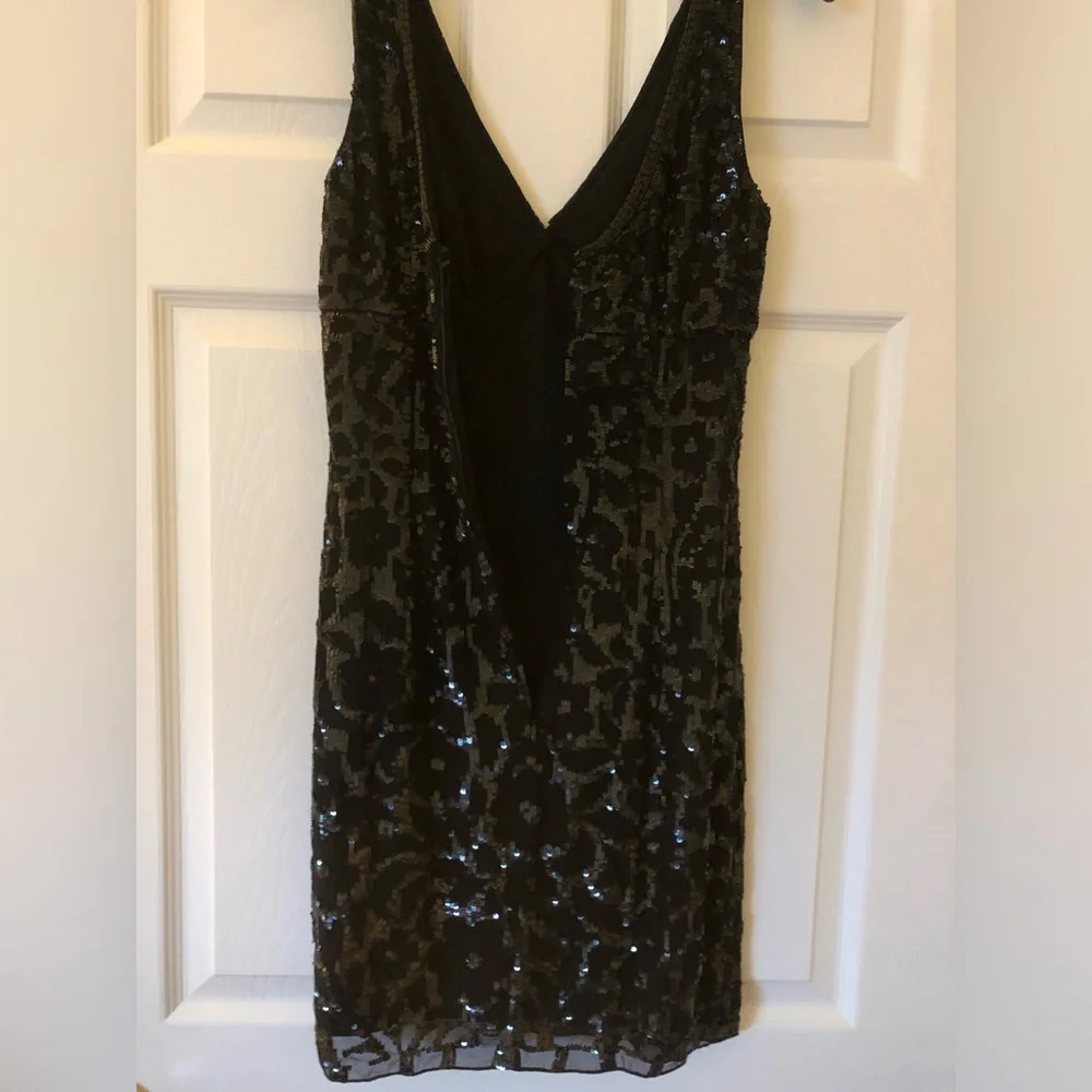 Sequin Mini Dress cocktail beaded v neck sleeveless party sexy prom wedding - Picture 5 of 15